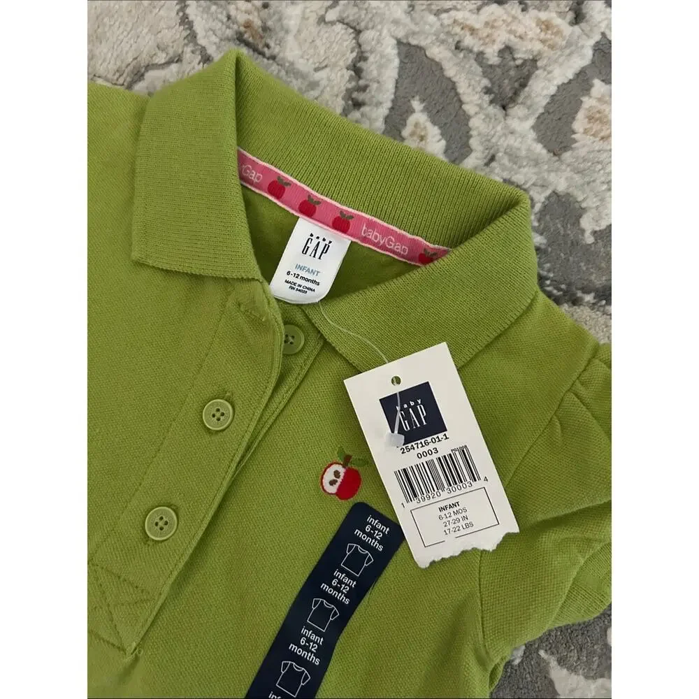 GAP Girls Lime Green Polo Shirt with Apple Embroidery